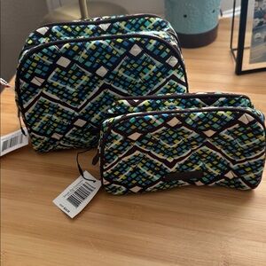 Vera Bradley Blue and Green Patterned Cosmetic Bags
